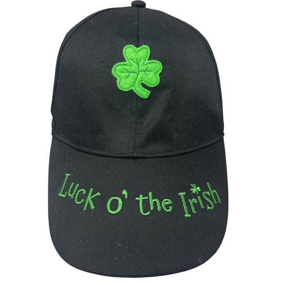 Hallmark Luck O The Irish Hat Adult One Size Adjustable Black Green Embroidered - Picture 1 of 11